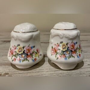 Vintage Floral Salt and Pepper Shakers, Porcelain S & P, Cottagecore, Farmhouse